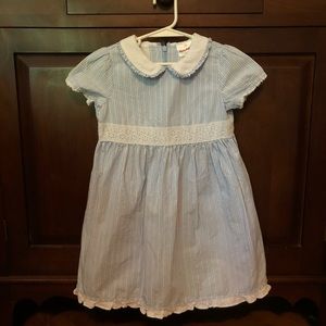 Hanna Andersson blue striped eyelet dress 4T